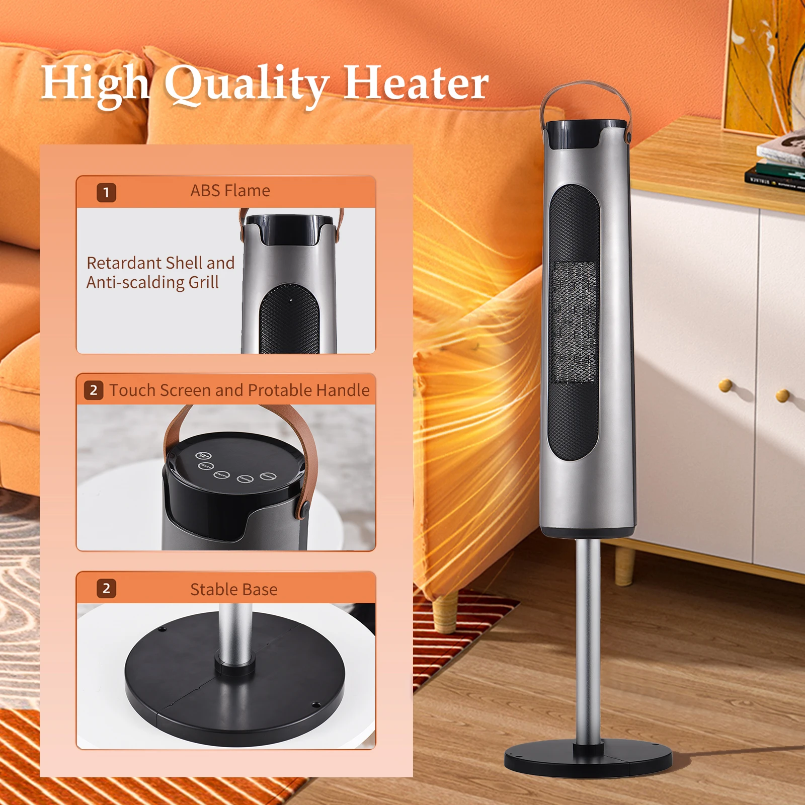 

2000W Space Heater for Home Use Electric Heater PTC Ceramic Heating With Remote Control 3 Mode 12h Timer Overheating Protection