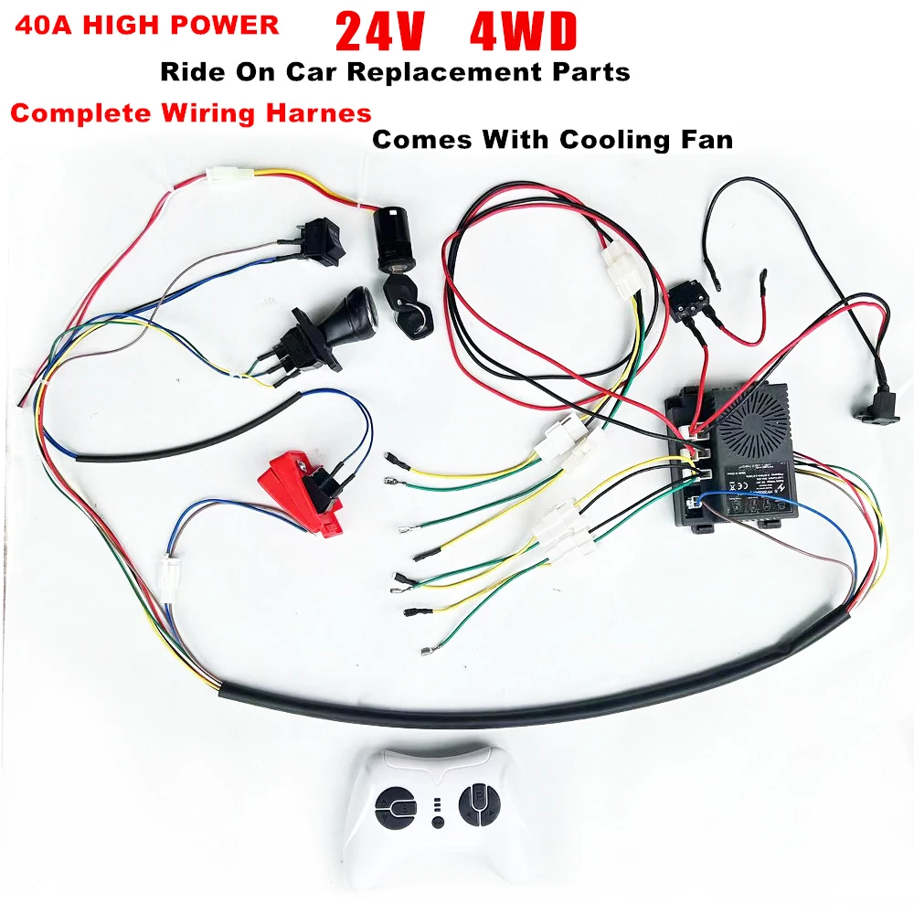 12V 24V 4WD self-made high-power wire harness with independent fan and controller remote control for Power wheels wire harness 2