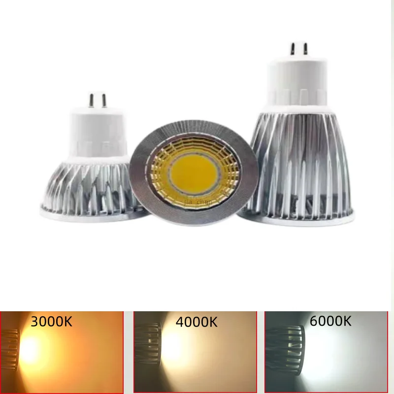 고출력 에너지 절약 GU5.3LED 조명, 3 색 가정용 전구, COB 스포트라이트, G5.3, 3W, 9W, 12W, 220V, 5 개