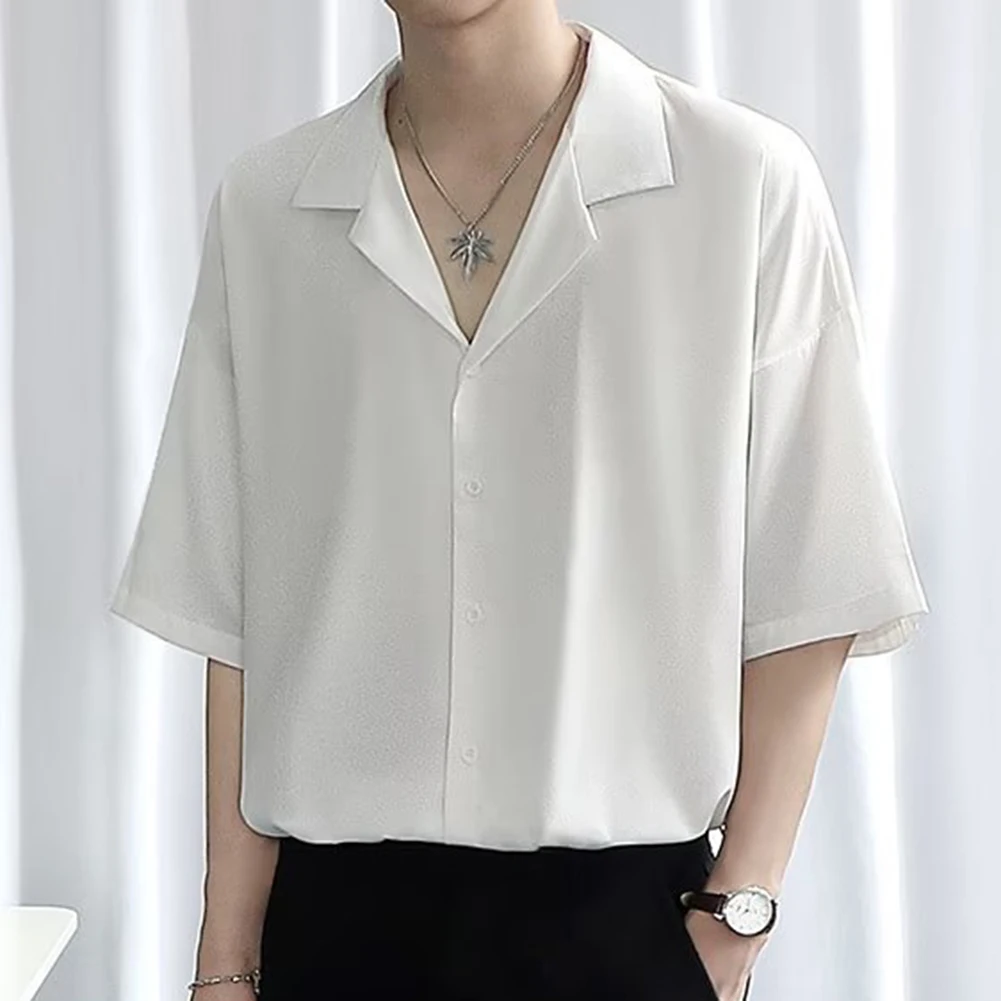 Men Clothing Shirt Street Turn Down Collar Casual Comfortable Fashionable Men Plus Size Short Sleeve