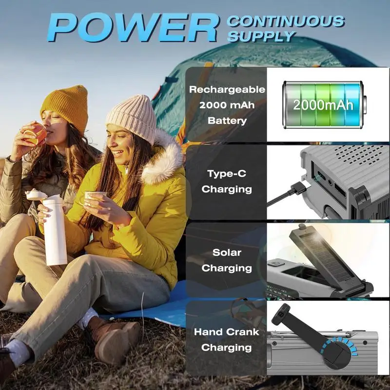 Emergency Hand Crank Rechargeable Radio with Power Bank for Cell Phone 4