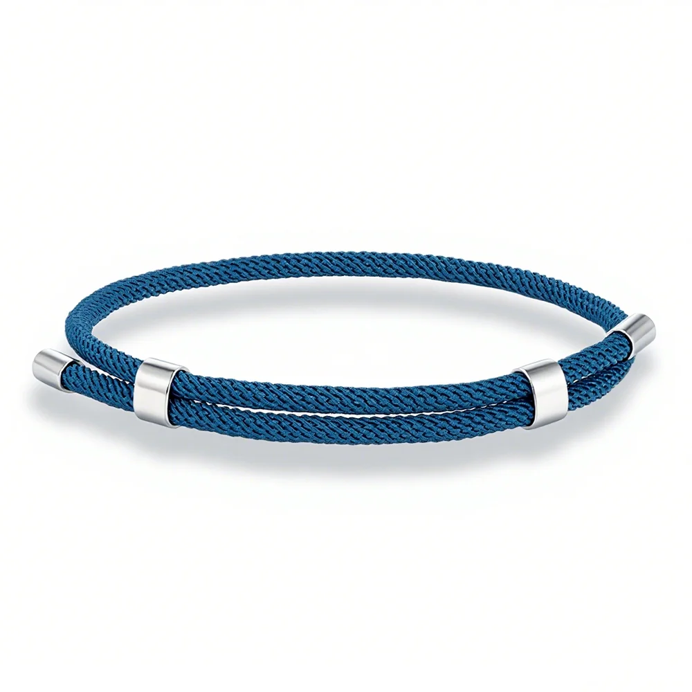 MKENDN Simple Style Men Women Bracelet 3mm Durable Marine Rope With Polished Steel Closure Jewelry Summer Beach Gifts