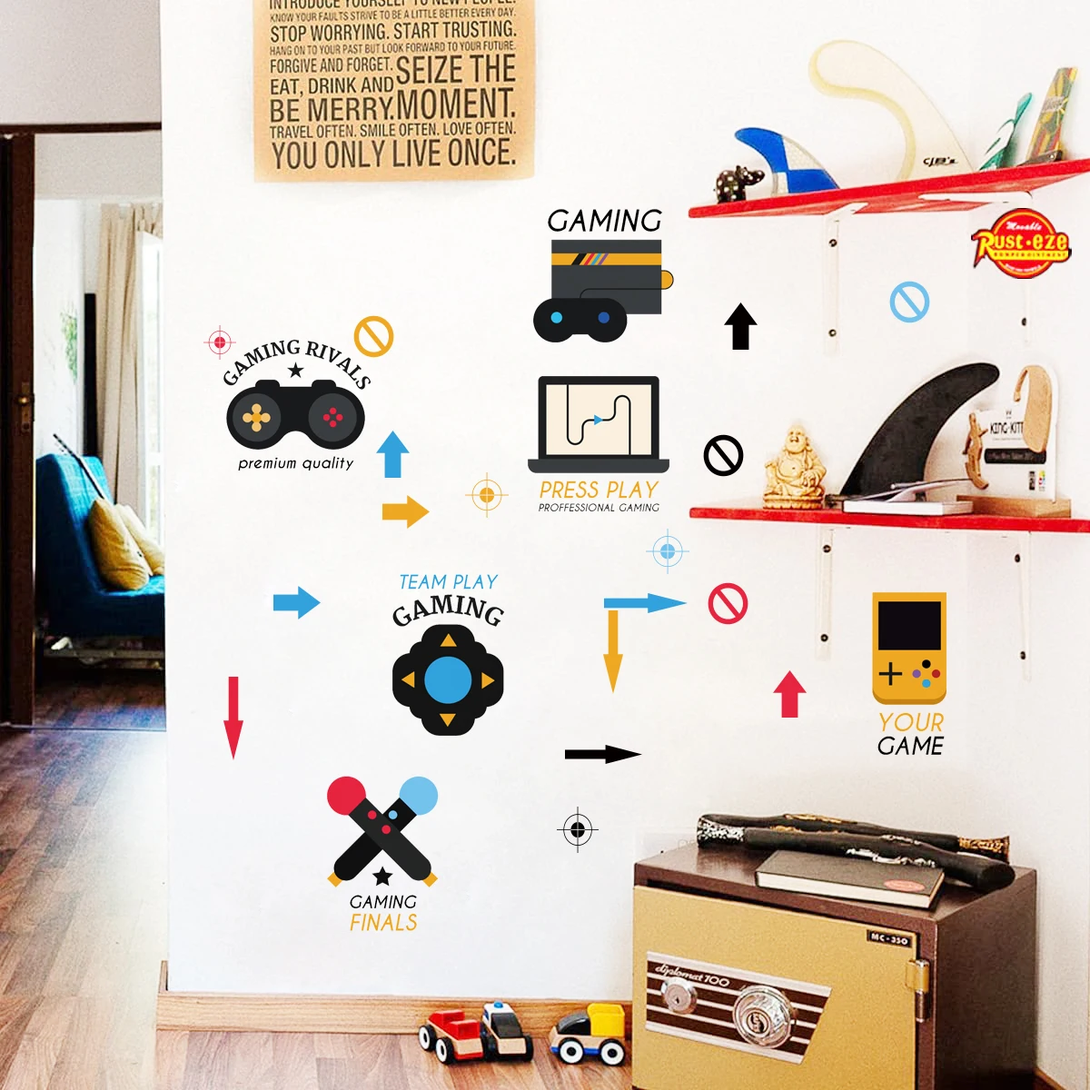 Entertainment Gamer 3D Wall Sticker Game Room For Kids Room Decor Wall Murals Decal Boys Bedroom Decor Gaming Poster Wallpaper