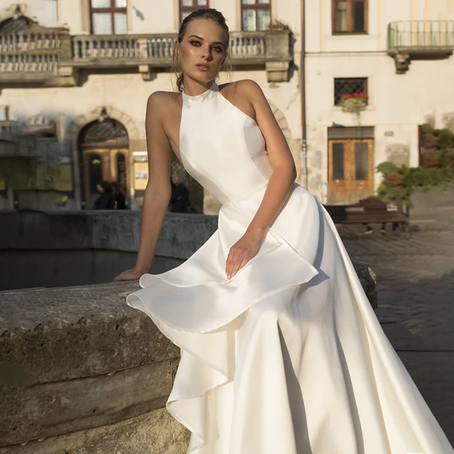 Simple Halter Plus Size Wedding Dresses