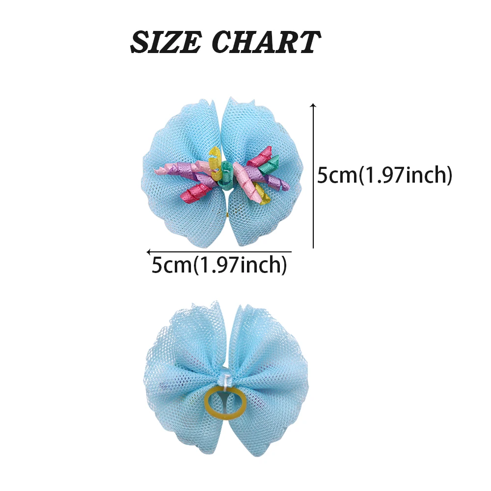 100PCS Dog Bows Volumes Ribbon Pet hair bows Dog Lace Bowknot Rubber bands Cute Dog Hair accessories Porcelain Gift For Dogs 2