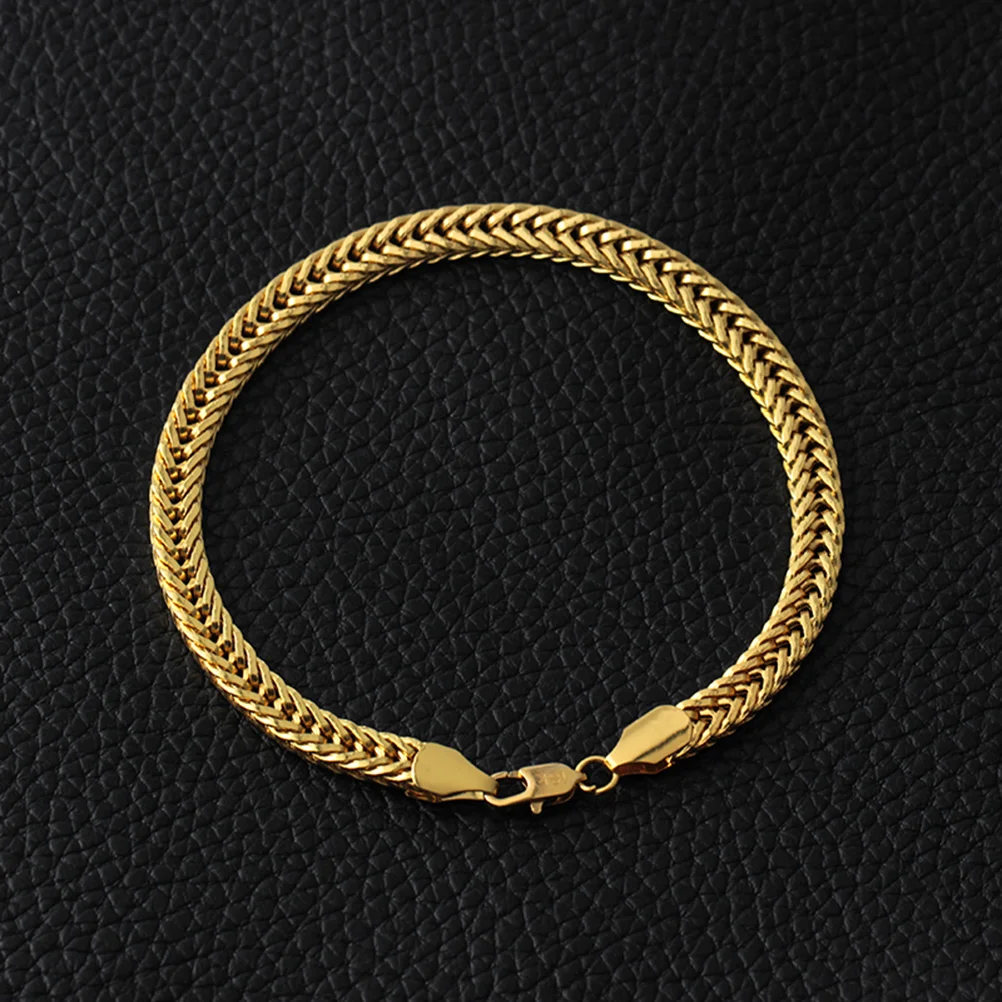 

2PCS Fashion Copper Chain Bracelet Jewelry Gift Cuban Link Chain Bangle for Women Men
