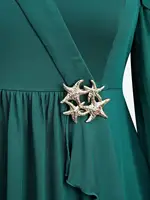 ROSEGAL Plus Size Cold Shoulder Sheer Mesh Flare Sleeves Tops Women's Autumn Costume Green Casual Blouses - Image 4