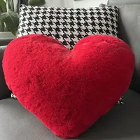 12/17" Faux Rabbit Fur Heart Pillow Decorative Pillows Plush Love Heart Shaped Fluffy Throw Pillow Cushion Valentine's Day Gifts 1