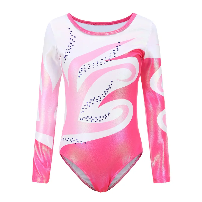Kids Girls Children Long Sleeves Artistic Rhythmic Gymnastics Leotards Costumes ballet leotard dance leotard girls dance costumes