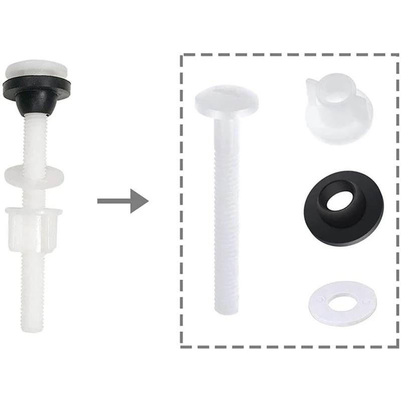 16 Pack Toilet Tank Plastic Bolts M10 Tank To Bowl Bathroom Toilet Repair Kits Screws And Seal Set Pan Head Bolts
