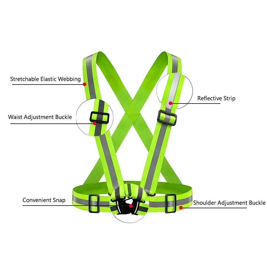 Outdoor Night Walking  Safety Vests Highlight Adjustable Lightweight Reflective Vest Biking Safety Straps Waterproof Running Gea