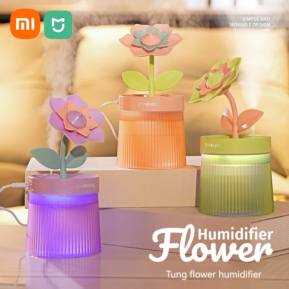 

Xiaomi Mijia New Flowers Air Humidifier Desktop Sunflower Humidifier Bedroom Gardenia Silent Colorful Ambient Light Sprayer Gift