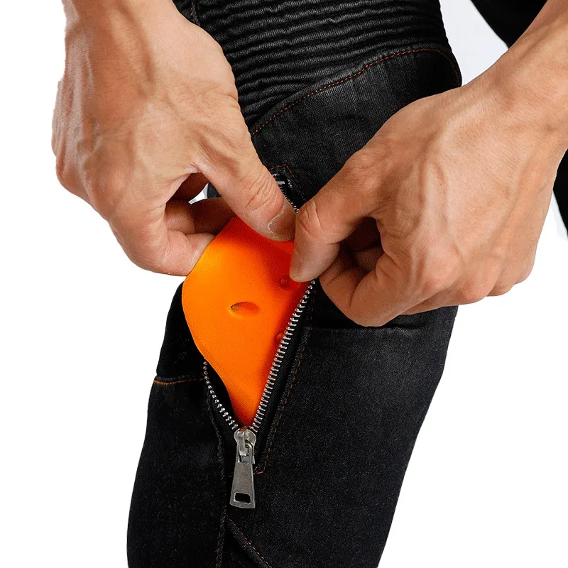 남성 여름용 라이딩 팬츠 블랙 케블라 오토바이 청바지 내마모성 방풍 더트 바이크 보호 장비 032