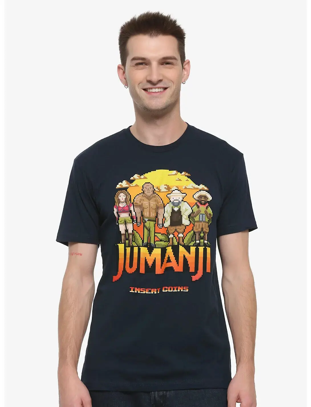 Jumanji Mens Arcade Game Start Screen 8-Bit Navy Tee Shirt New Xl Maniche Lunghe