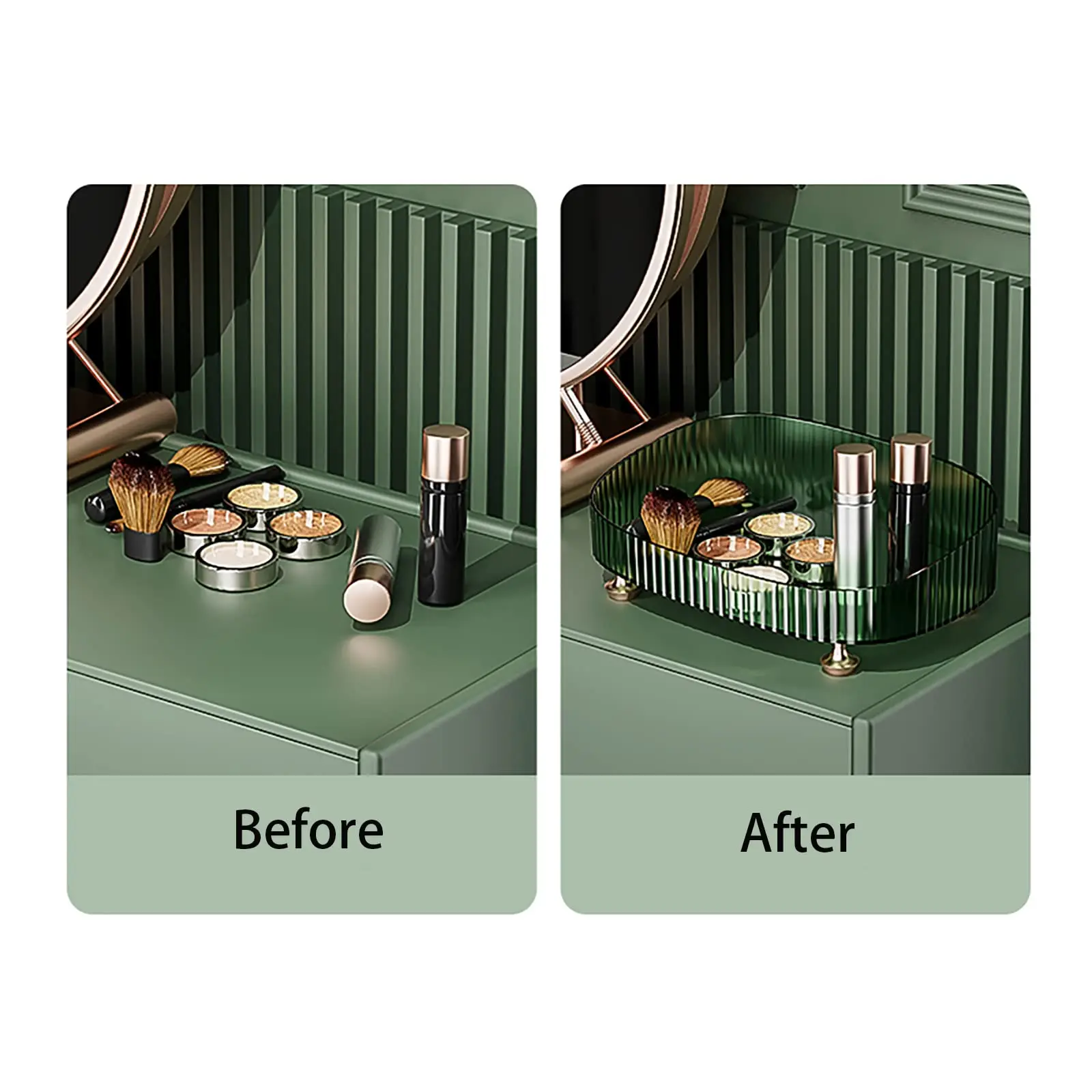 Bathroom Vanity Tray Large Capacity Perfume Organizer for Dresser Clear Desktop Storage Box for Lotion Bottle Cosmetics Skincare 5