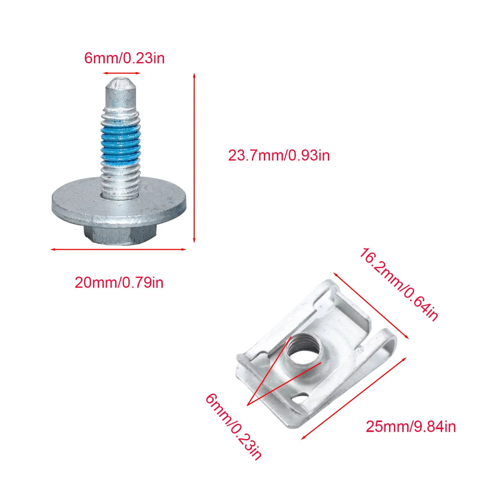 Engine Cover Undertray Clips M6 Body Bolt U-nut Screws Retainer Splash Shield Guard For Opel Vauxhall Vivaro Renault Fiat Nissan auto fasteners auto accessories