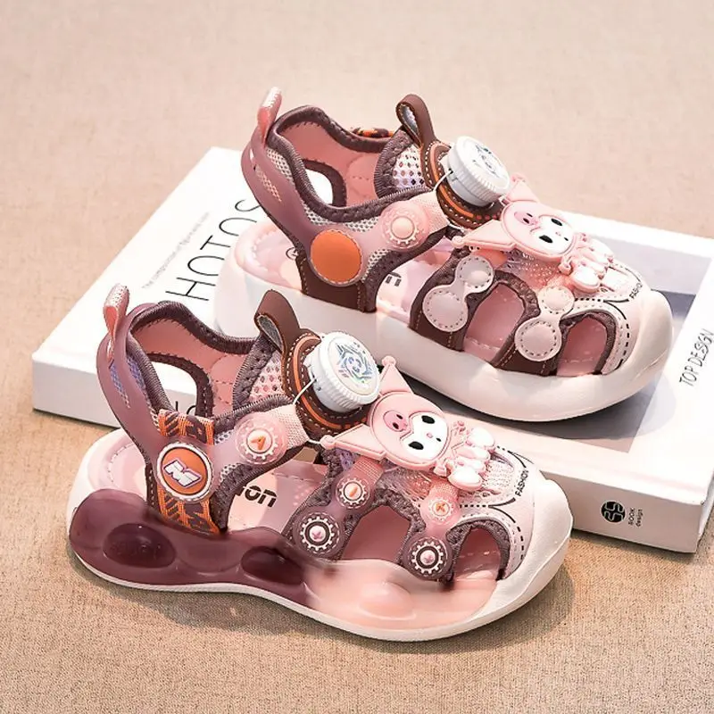 

Girly Heart Kawaii Sanrio Anime Kuromi Summer Casual Soft Sandals Cute Cartoon Children Mesh Beach Shoes Gifts for Kids