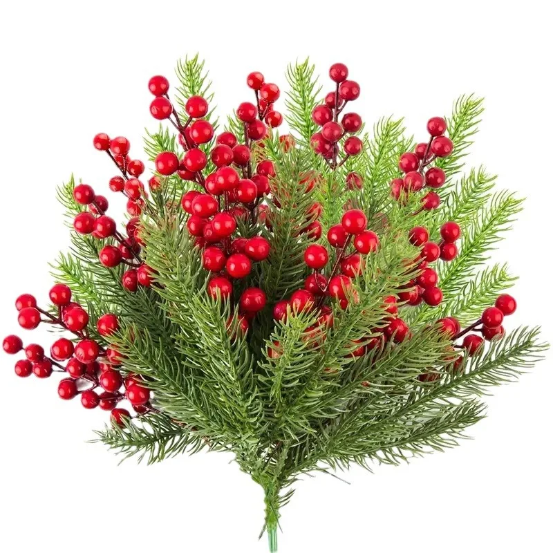 Christmas decorations 10pcs Christmas artificial pine branches red berry branches Christmas tree wreaths gift decorations home accessories
