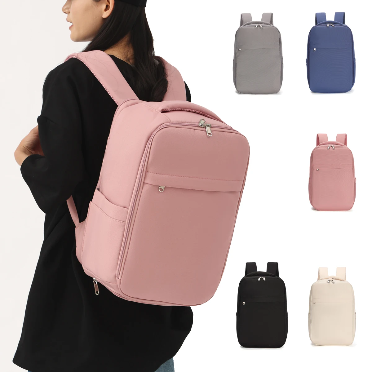 Business Backpack Ladies 2025 New Simple Canvas Travel Backpack Large-Capacity Computer Bag College Student School Bag
