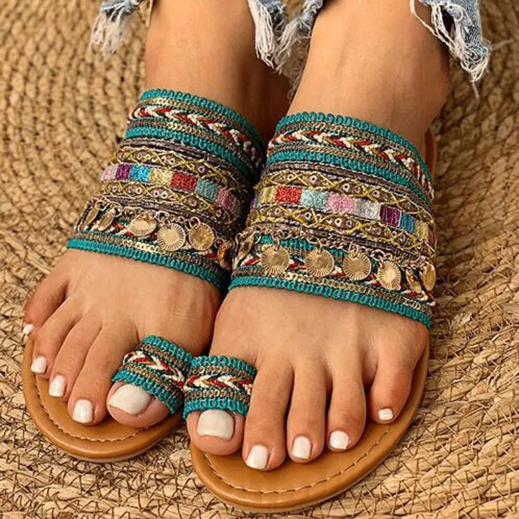 Sandal wanita, buatan tangan gaya Yunani Boho sandal Flip Flop