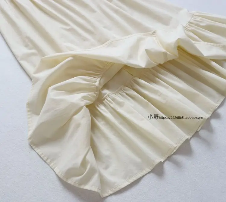 Long Bottoming Skirt Breathable Pure Cotton Lining Petticoat Summer Hanbok Large Hem Single Layer Underskirt Apricot Half Slip
