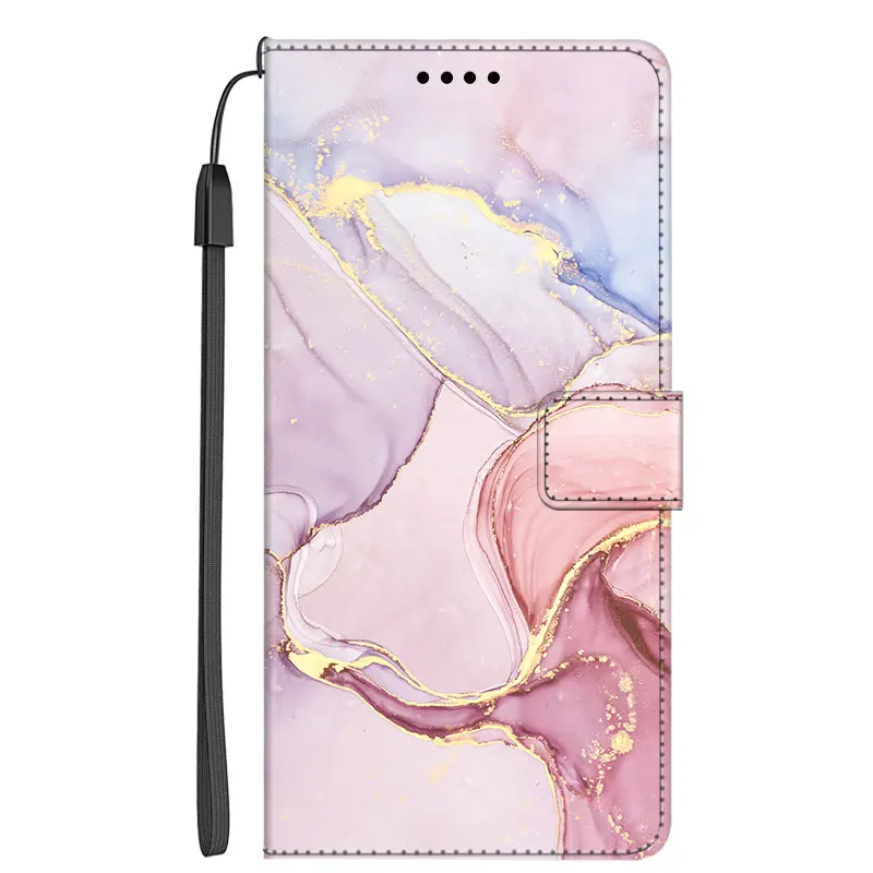 Luxury Marble Leather Flip Wallet Phone Case with Stand and Book Cover Design