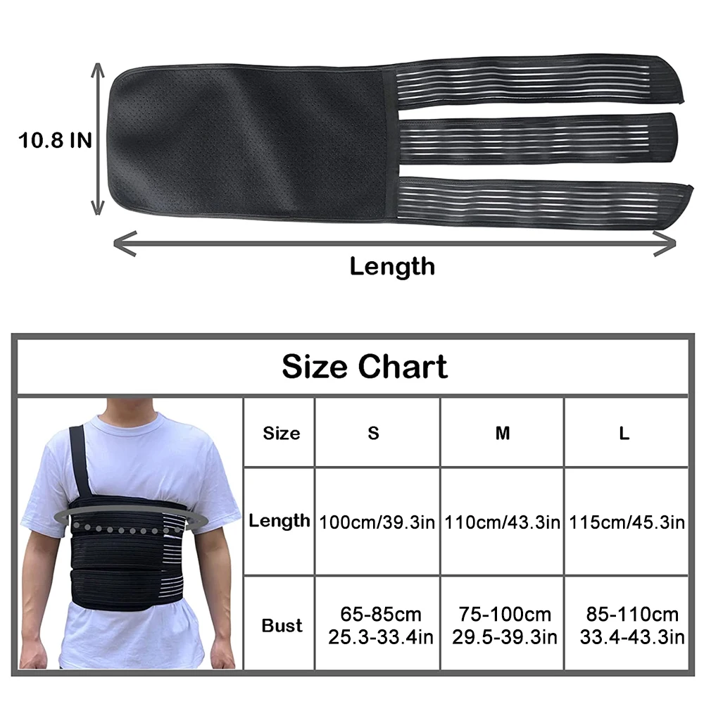 size chart for chest brace rib fracture recovery
