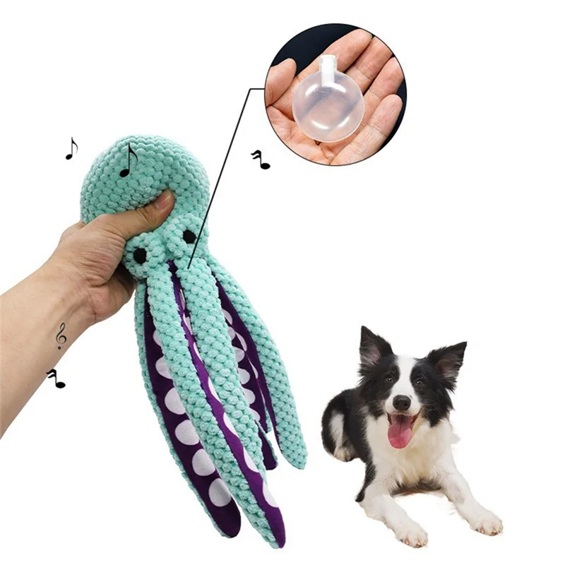 A19Q-2PCS 프리미엄 펫 플러시 프리미엄 펫 플러시 문어 삑삑이 장난감 대형견용 부드러운 원단의 플러시 강아지 장난감