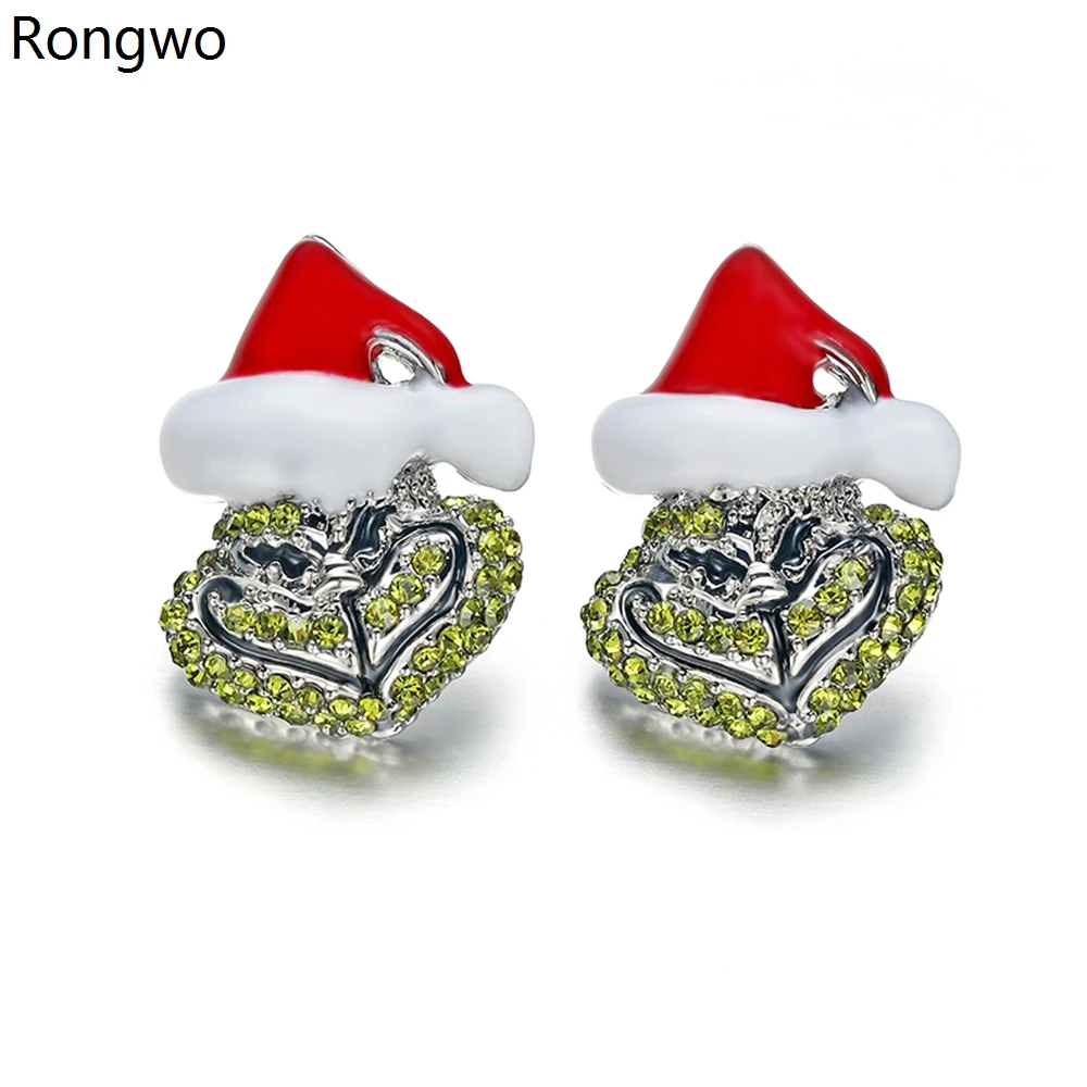 

Rongwo Halloween Christmas Crystal Stud Earrings Cartoon Luxury Shiny Ghost Nightmare Jewelry Earring for Women Girls