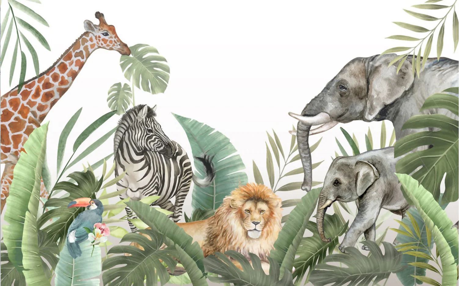 Watercolor Woodland Wonders Mural Wallpaper - Kids Wallpaper - View #3