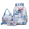 3Pcs/set Disney Lilo Stitch Colorful Backpack With Lunch Bag for Girl Boy Student Teenager Rucksack Women Casual School Bags Set 6