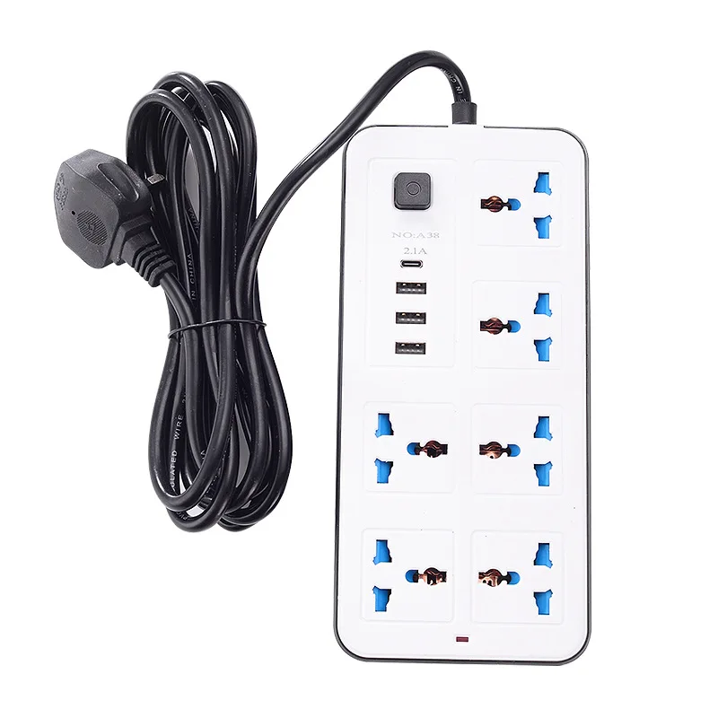 Power Multi Tap Universal Plug EU US UK Outlet Power Strip 1.8m Extension Cord AC Type C USB Port Charge Electrical Socket