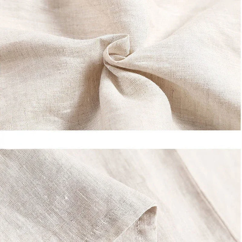 Pure Linen Plus Size Women's Long Pants Wide Leg Pants Elastic Waist Cotton and Linen Spring Summer Korean Retro Fashion Leisure