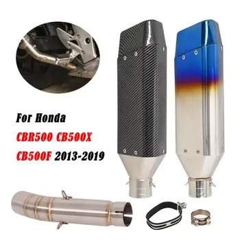 Motorcycle Exhaust Pipe Escape Muffler Mid Link Pipe Stainles Steel Removable DB Killer For Honda CBR500 CB500X CB500F 2013-2019