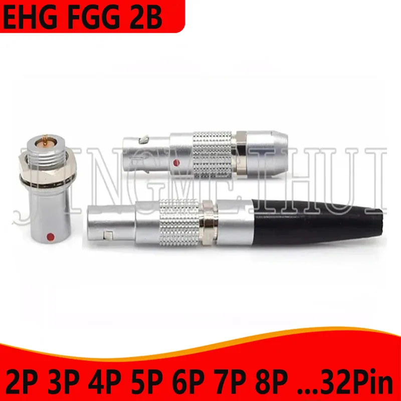 

A Pair FGG EHG.2B 2 3 4 5 6 7 8 P Push-Pull Self-Locking Aviation Metal Quick Plug and Female SocketFor Data And Telecom Systems