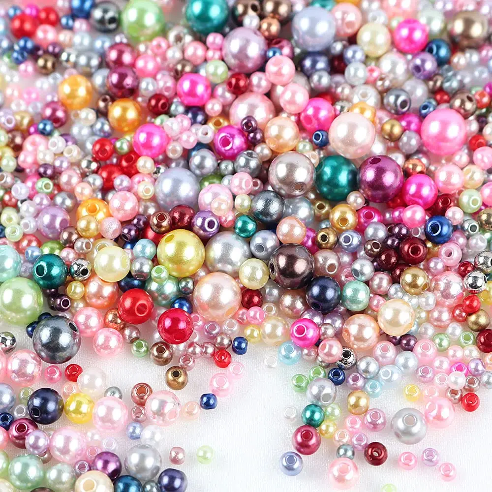 144PCS 3-8mm Resin Beads for Jewelry Making DIY Craft Beads for Accessories Making