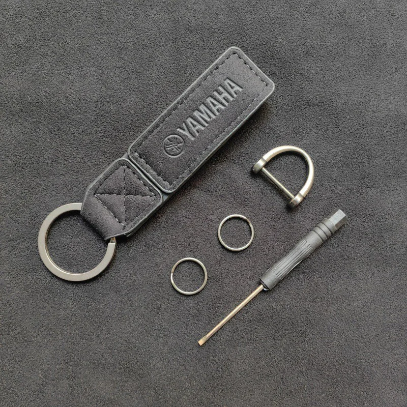 Suede keychain leather detail close-up