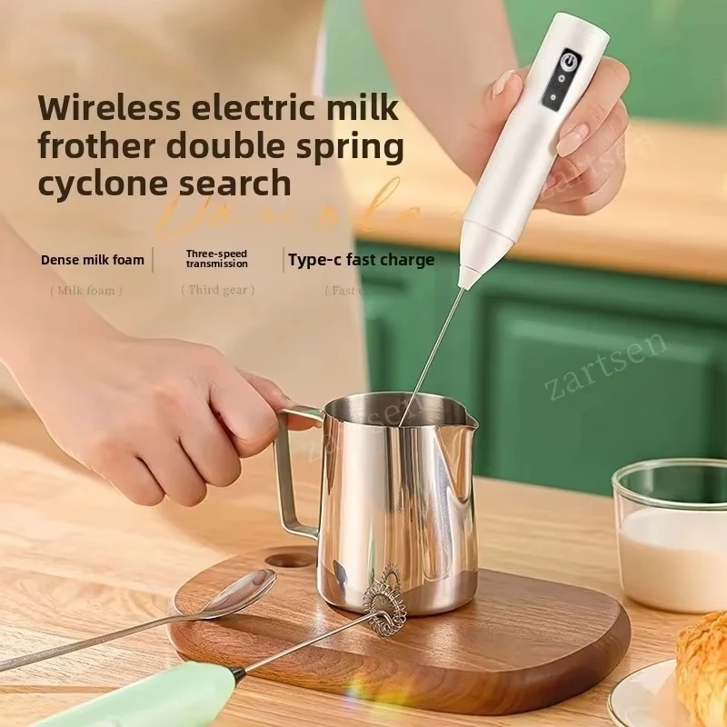 Electric egg beater, milk frother, 3-speed wireless rechargeable milk coffee mixer, handheld kitchen tool, cream frother 3