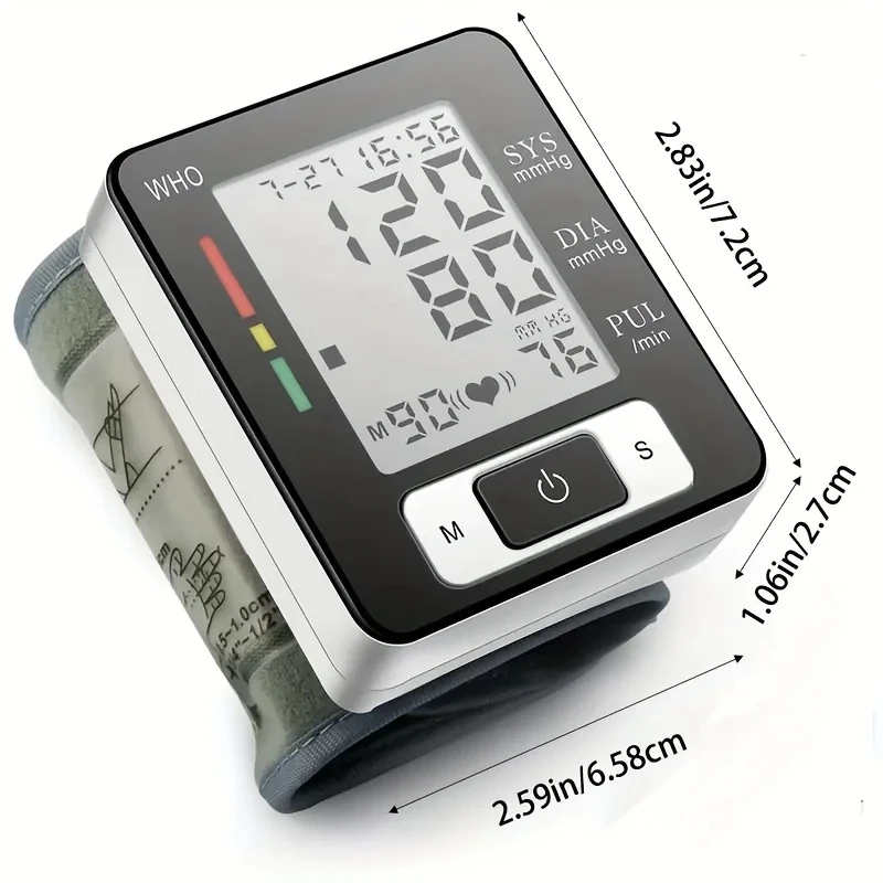 Medical Digital Wrist Blood Pressure Monitor Heart Rate Pulse Meter Sphygmomanometer PR LCD Screen Portable Health Care