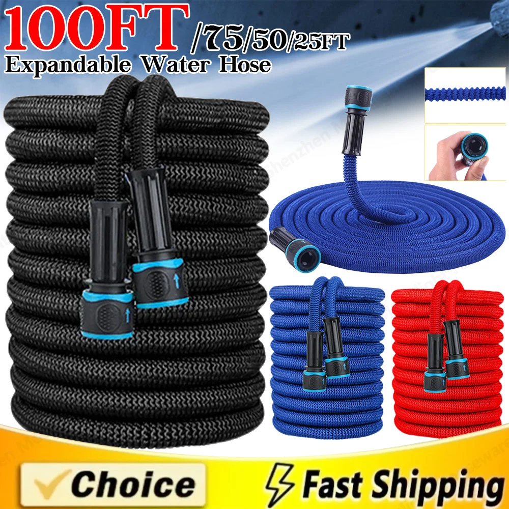 Expandable Hose Magic Watering Hose Flexible Garden Hose Reels Water Pipe Car Wash Quick Connector 25ft-100ft