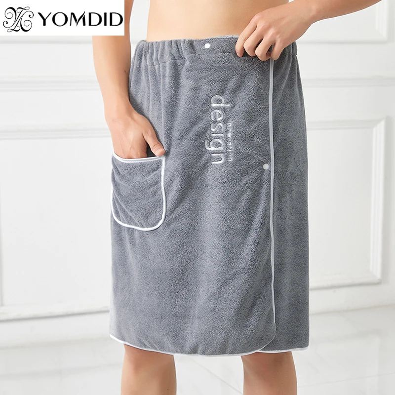 YOMDID-Serviette de Bain en Microcarence Douce pour Homme, Peignoir avec Poche Magique pour Adultes, Serviette de Plage, Sauna, Spa, Natation, Course à Pied