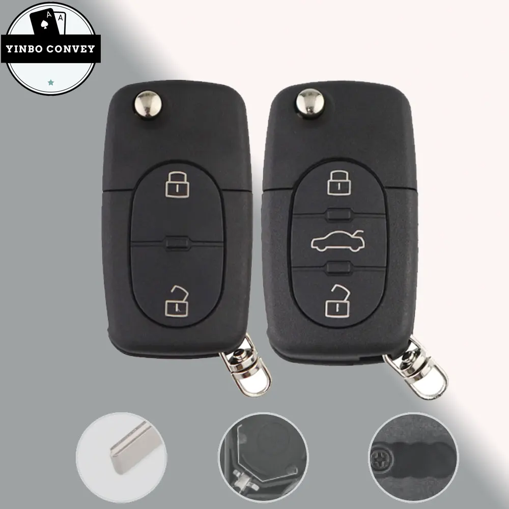 

ForAudi A2 A3 A4 A6 A8 TT Quattro Old Models Battery Holder Type CR2032 2/3 Button Flip Folding Remote Key Case Shell HU66 Blade