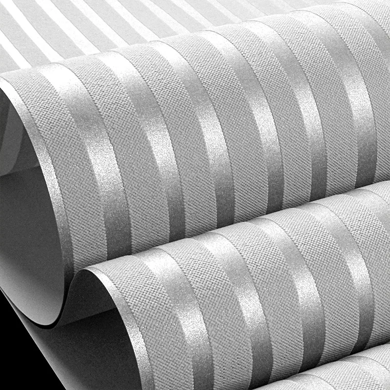 Não Tecido 3d Embossing Stripes Wallpaper Cinza Prateado Design Moderno Decoração de Casa Sala de Estar Quarto tv Fundo