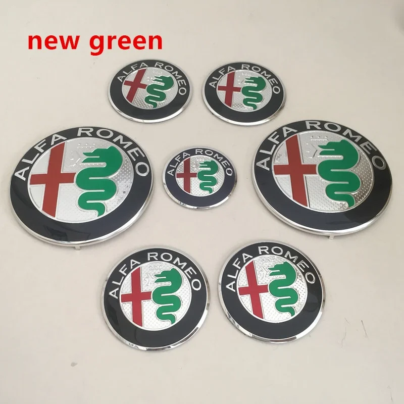 7-Piece Alfa Romeo Emblem Set: Premium Wheel, Hood, and Trunk Styling Kit