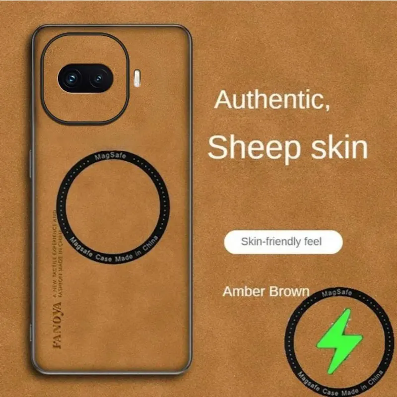 Sheepskin Leather Magnetic Wireless Charging Shockproof Case - Magsafe Cover