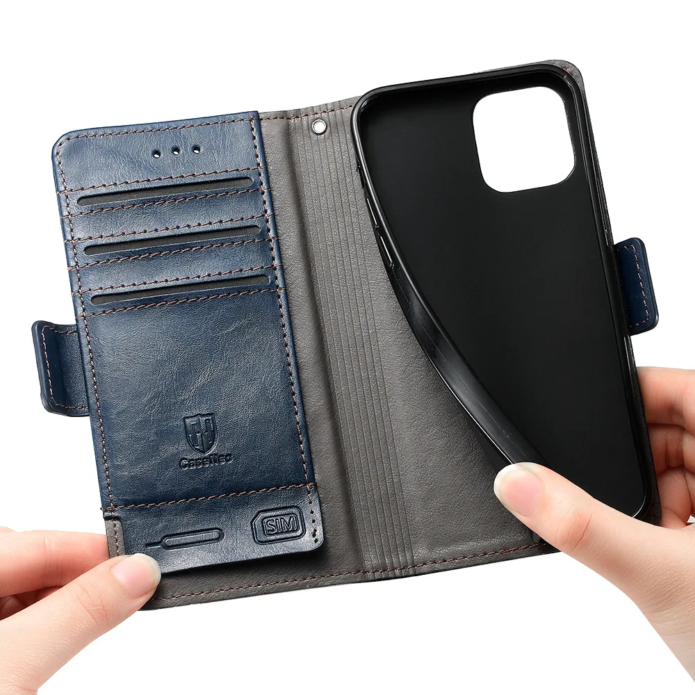 Premium RFID Blocking Leather Wallet Case with Wireless Charging and Card Slots