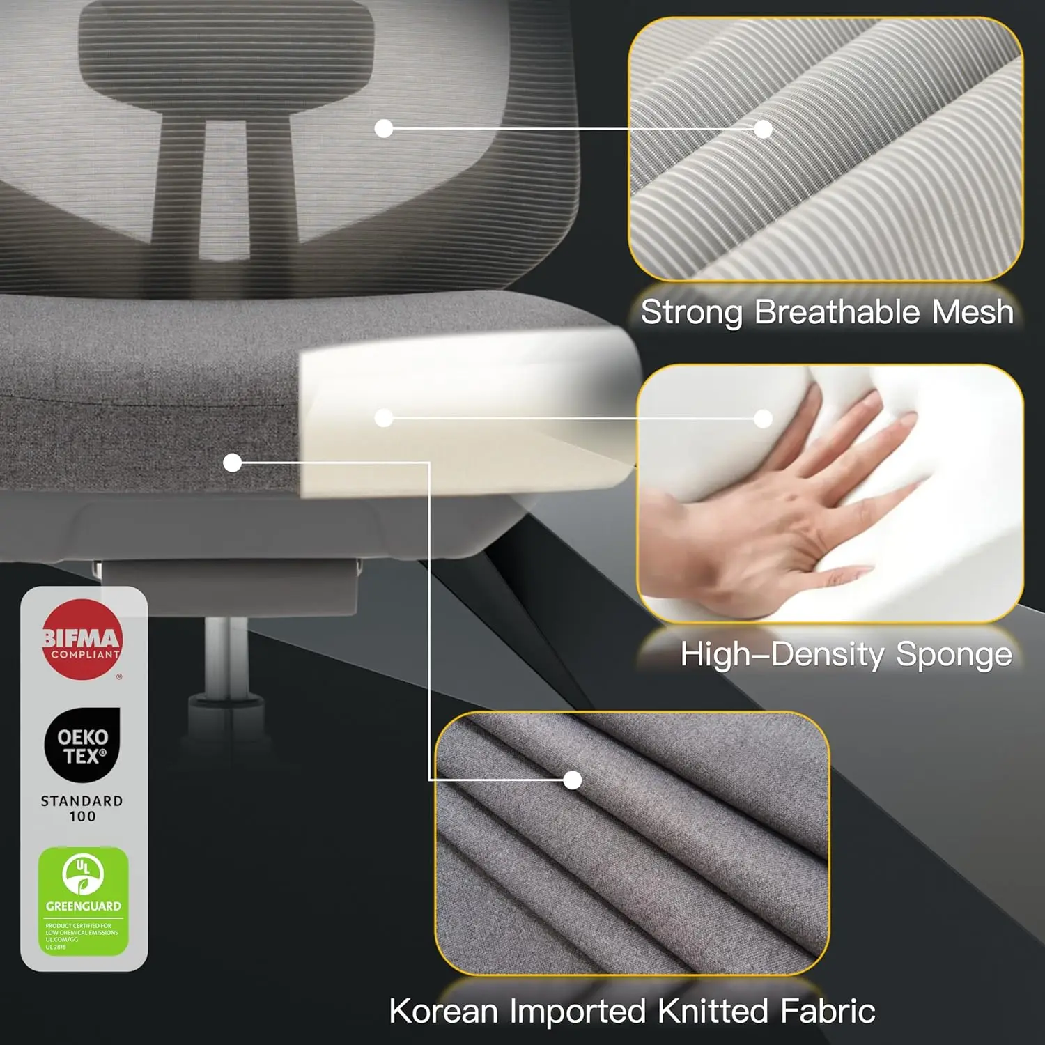 Ergonomic Mesh Office Chair,High Back Executive Desk Chair with Adjustable Headrest, 4D Arm,Slide Seat,Tilt Lock, Lumbar Support