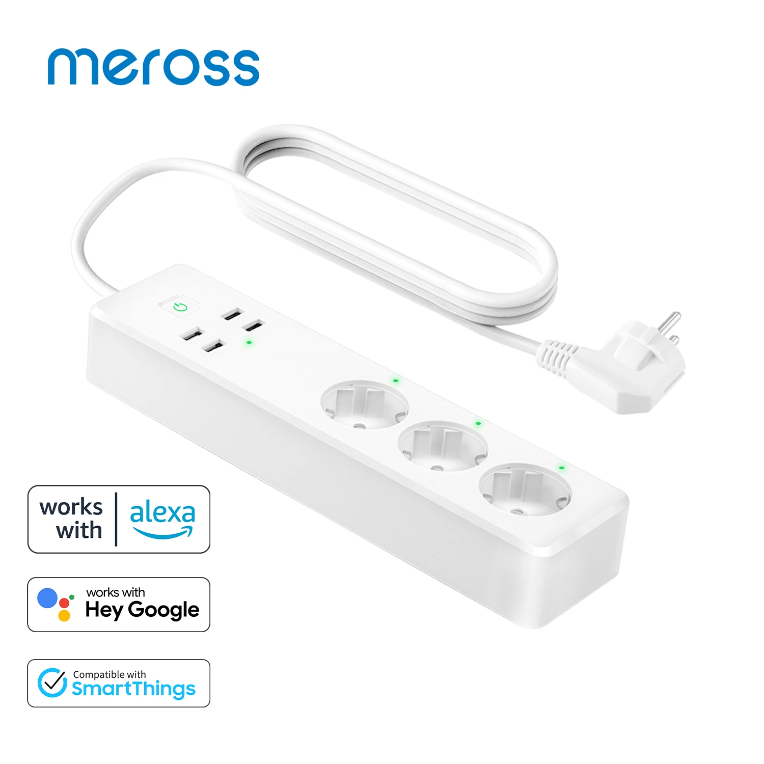 Meross Smart WiFi Power Strip WLAN Surge Protector EU/UK Version Plug APP Remote Control Alexa