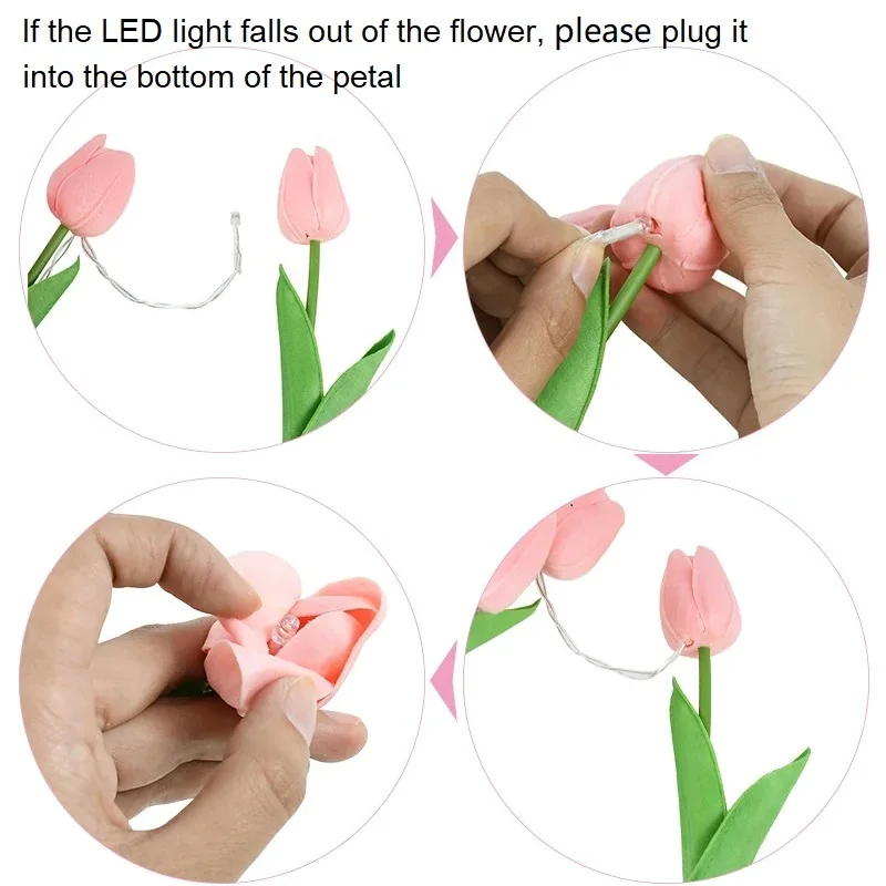 5 PCS Tulips with LED Light Artificial Tulip Flowers Table Lamp Simulation Tulips Bouquet Night Light Gifts for Home Decoration