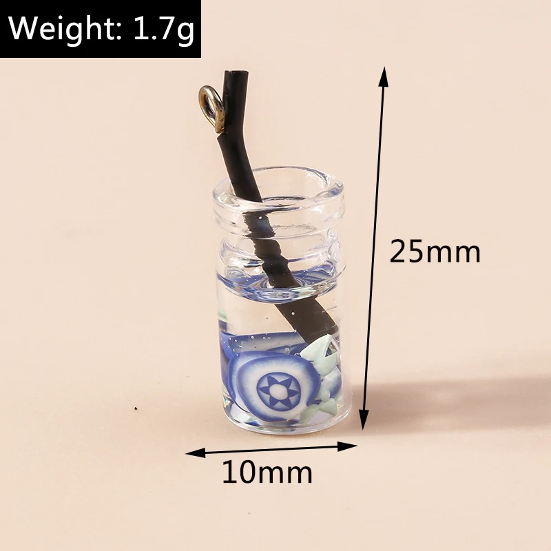 Leslie 10 Stück Mix Stile Sommer Glas Wunschflasche Milch Teetasse Ohrring Charms DIY Schlüsselanhänger Halskette Anhänger Schmuckherstellung – Detail 19